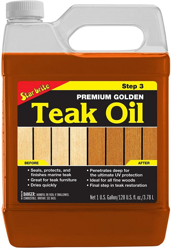 04. Star Brite Premium Golden Teak Oil - Preserver, Stain, Sealer Protects Outdoor Wood